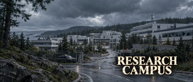 Chapter 3 concept artwork of Research Campus, with the location title.